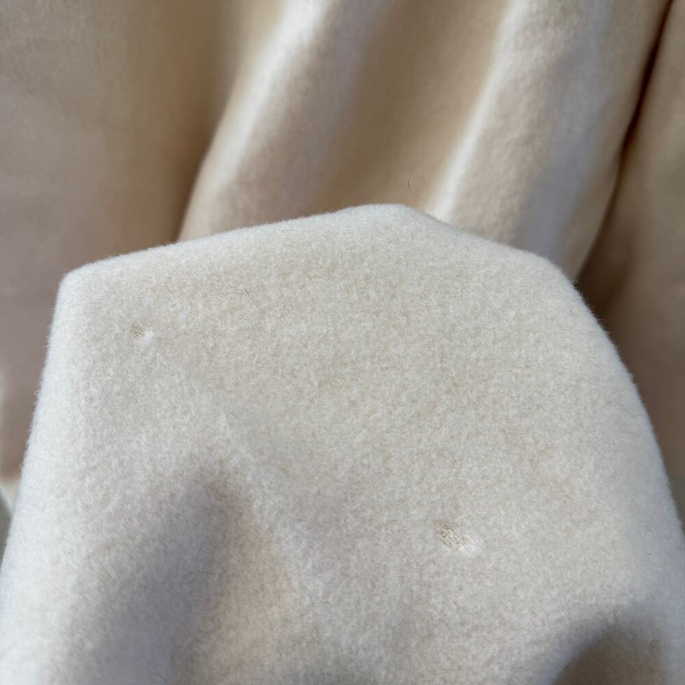 Vintage 1980's 100% Pure Wool Cream Fur Collar Long Coat - Picture 8 of 8